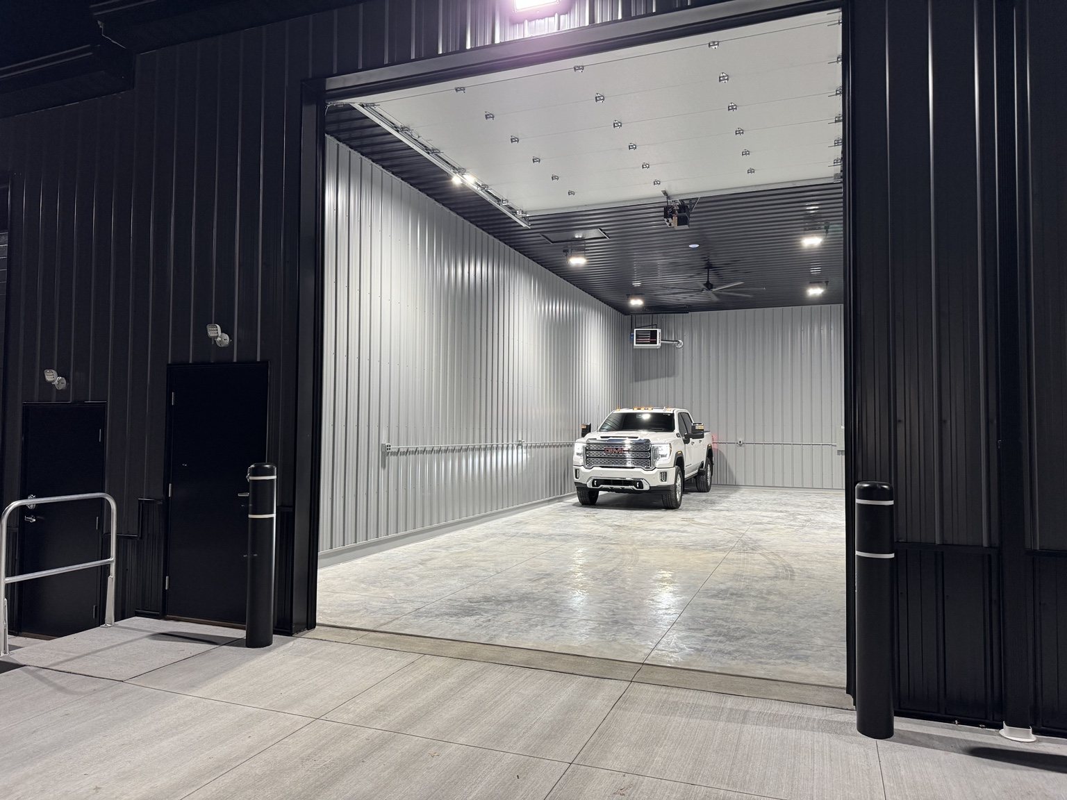 Commercial flex space in Akron Ohio showing a full-size truck inside a high-clearance PROFLEX bay
